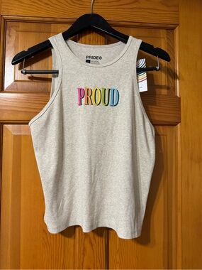 'Proud' Cream Graphic Tank Top